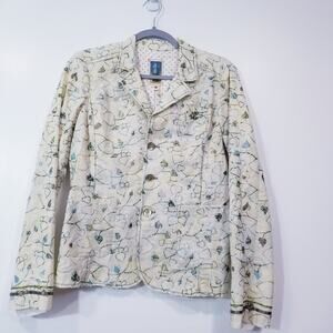 Burning Torch Rhinestones Embroidered Blazer